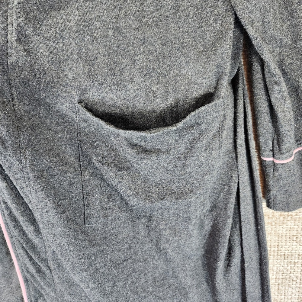 PACT Organic Cotton Wrap Robe Womens Medium Gray Stretch Pockets Comfy - Picture 3 of 11